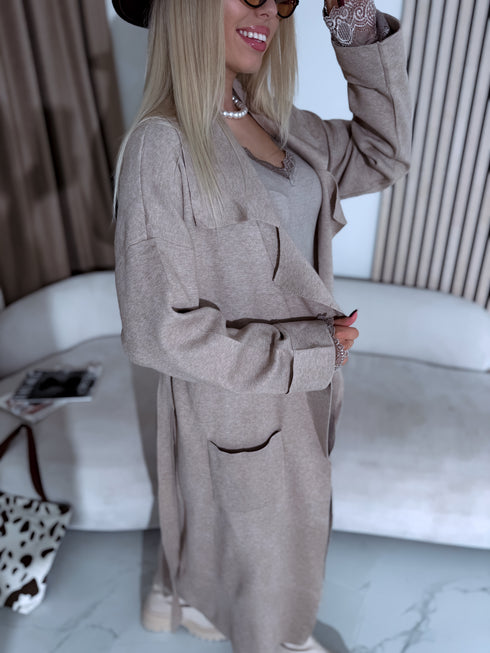 Knitted cardigan "NOBODY 7782" - DARK BEIGE